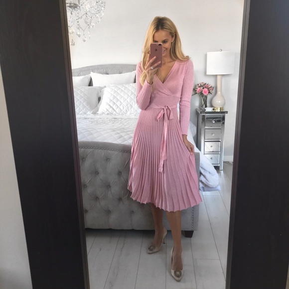 Elegant European Style Pink and Silver Dress - Picture 5 of 8